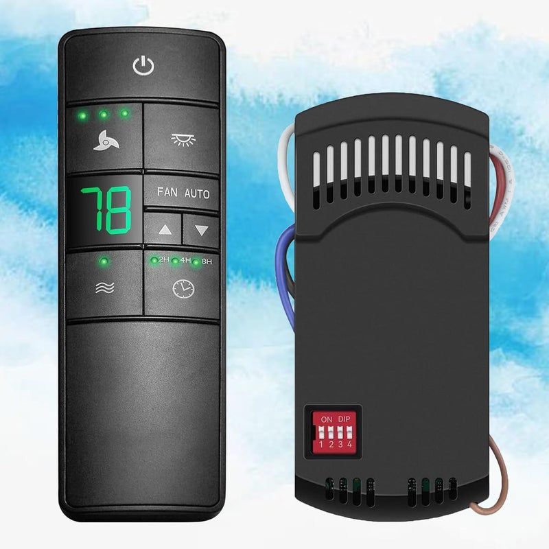 CeilingBreeze Universal Ceiling Fan Thermostatic Remote Control Kit Replacement for Hampton Bay Home Decorators Collection 68108, 98108, HD3 2AAZP TR220A KUJCE10318 HD3 Light Dimmer with Wall Holder Mount - Image 1